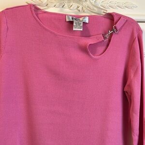 Kikit Maurice Sasson Hot Pink Keyhole Top 3/4 Sleeve Size Small